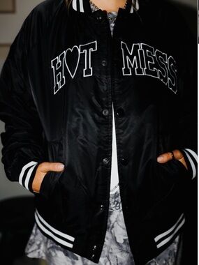 Hot Mess Black Bomber Jacket - NWT Size 3XL